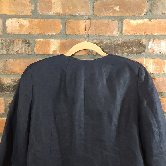 J. Crew Baird McNutt Cropped Irish Linen Jacket in Navy Blue Workwear Women's 8 - Picture 9 of 11